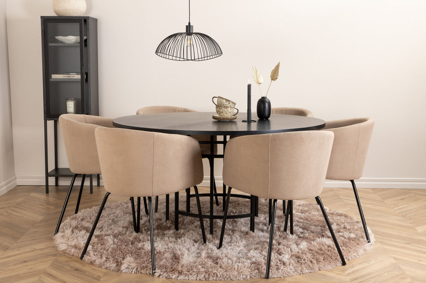 Copenhagen Ronde Eettafel en 6 Berit Stoelen Set