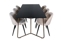 Petra Eetkamerset – Tafel en 6 Velvet Stoelen