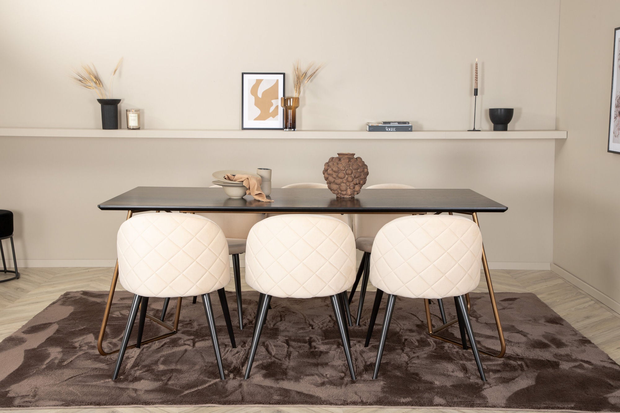 Petra Eetkamerset – Tafel en 6 Velvet Stoelen